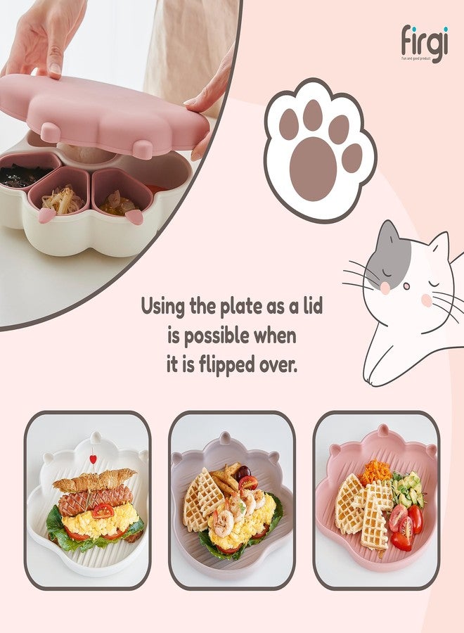 Firgi MEOWMEOW TAUPE BROWN | Food Grade Silicone Dishware Plates for Baby and Toddlers | Unbreakable Durable Material Silicone Tray | BPA Free | Baby Led Weaning | Use Either Lid, Plate | Korea Made - Image 3